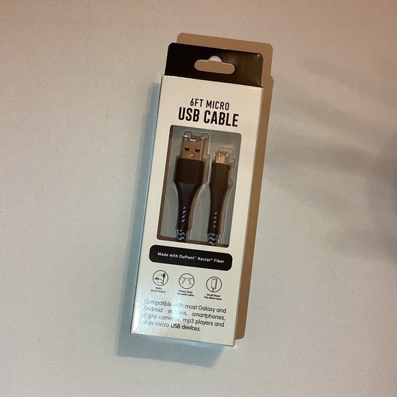 4/$15 🌻 NWT 6ft Micro-USB Braided Cable made w Heavy Duty Dupont Kevlar Fiber - Picture 2 of 3